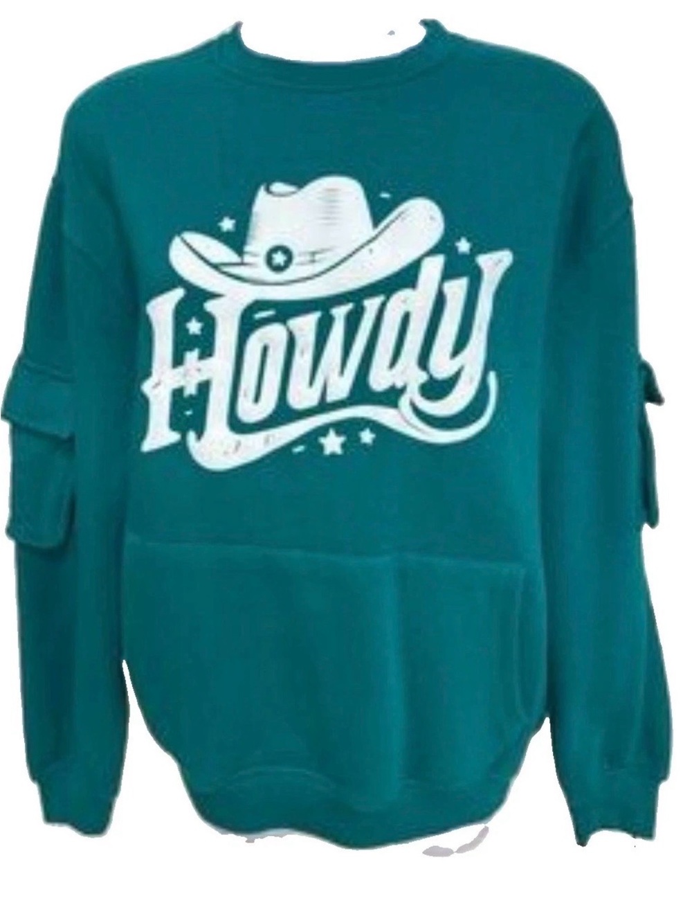Relaxx Women’s Cowgirl Hat & ‘Howdy’ Print Sweatshirt - Green - Small